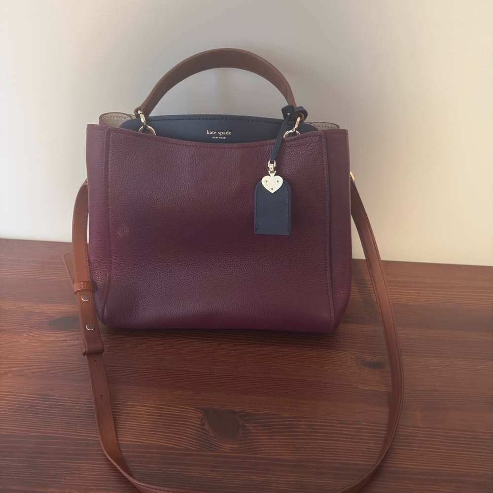 kate spade Plum Leather Satchel with Tan Handles - Picture 3 of 3